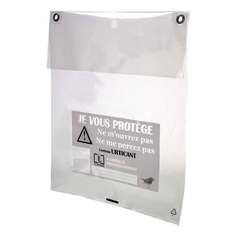 SAC COLLECTEUR TRANSPARENT SEUL ET TUBE DE DESCENTE POUR ÉCOPIÈGE Sac collecteur et tube de descente pour la chenille processionnaire du pin (Thaumetopoea pityocampa).